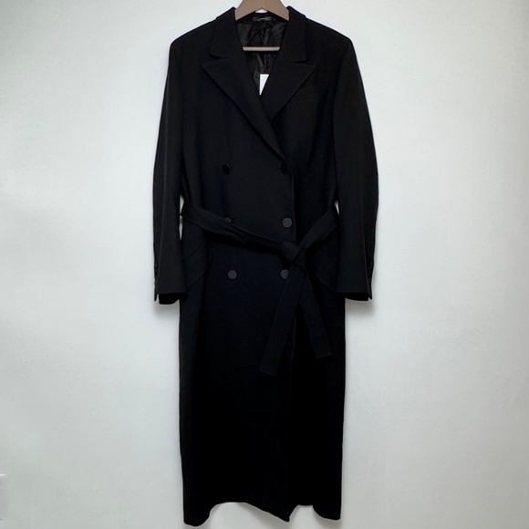 NWT Paul Smith Lightweight Wool Doublebreasted Maxi Coat Black Women's Size 8 - Picture 6 of 15